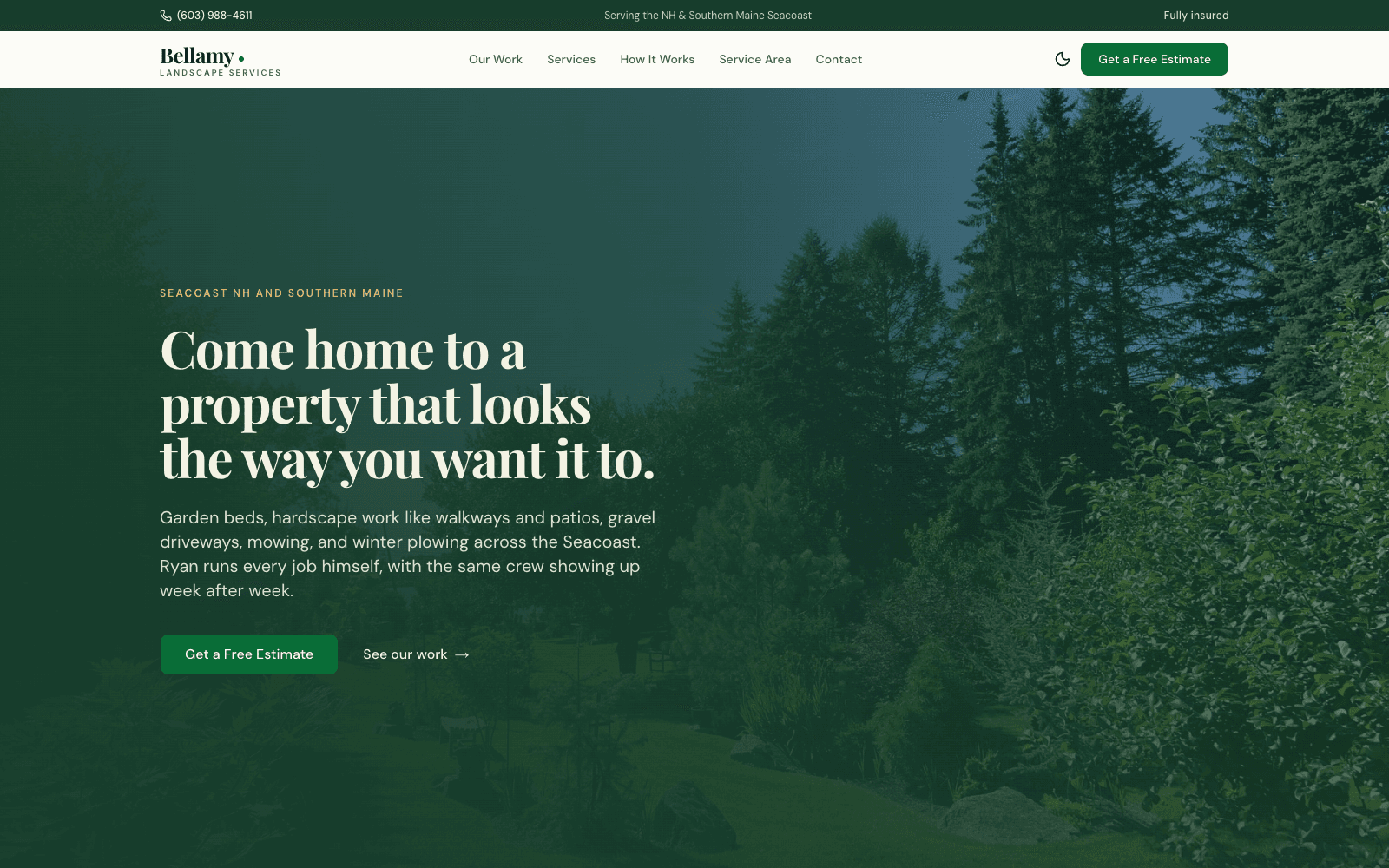 Bellamy Landscape website
