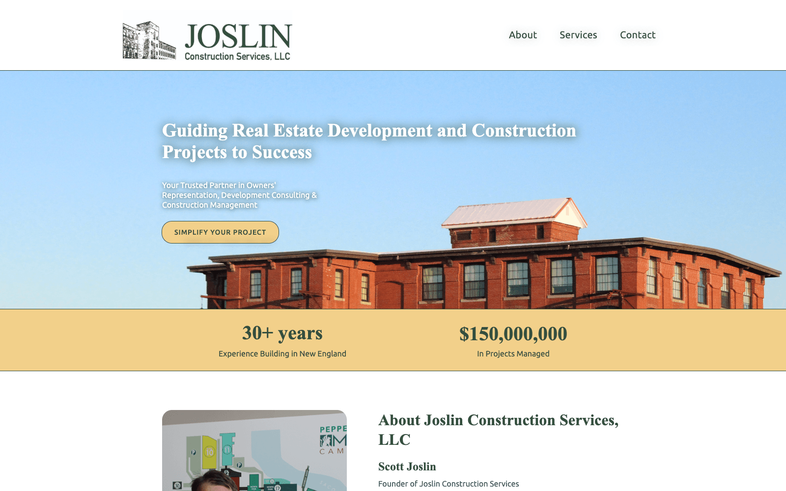 Joslin Construction Services website